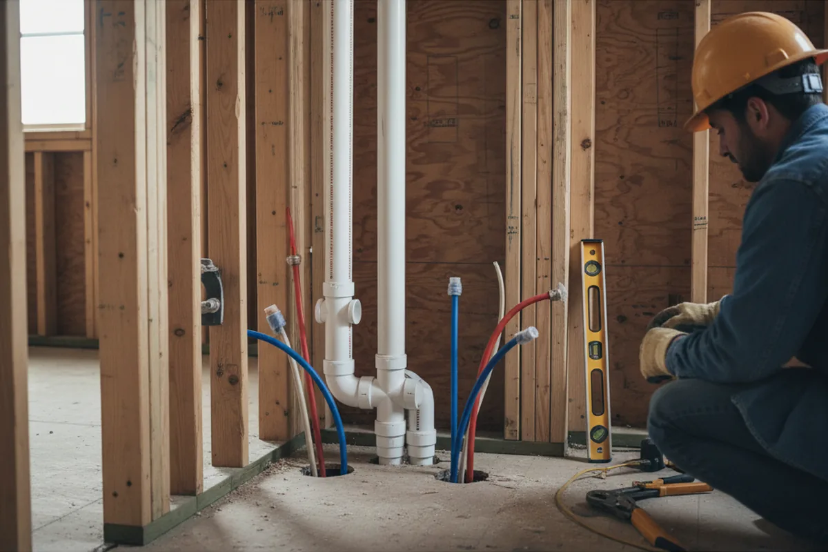 Drain and supply rough-in during Leak Detection in Canaan
